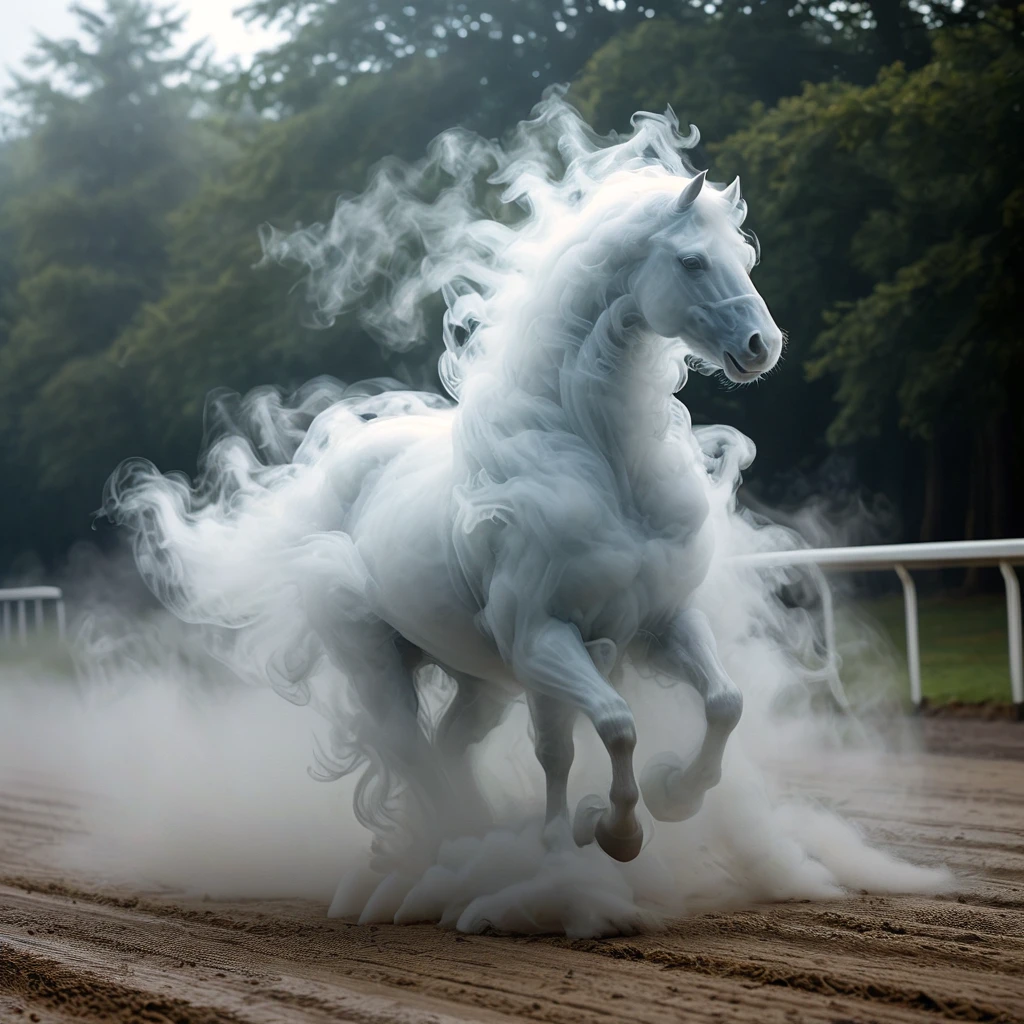 mdfg fog horse made of fog on a racetrack<lora:fog_creatures_v4_4dim:1>