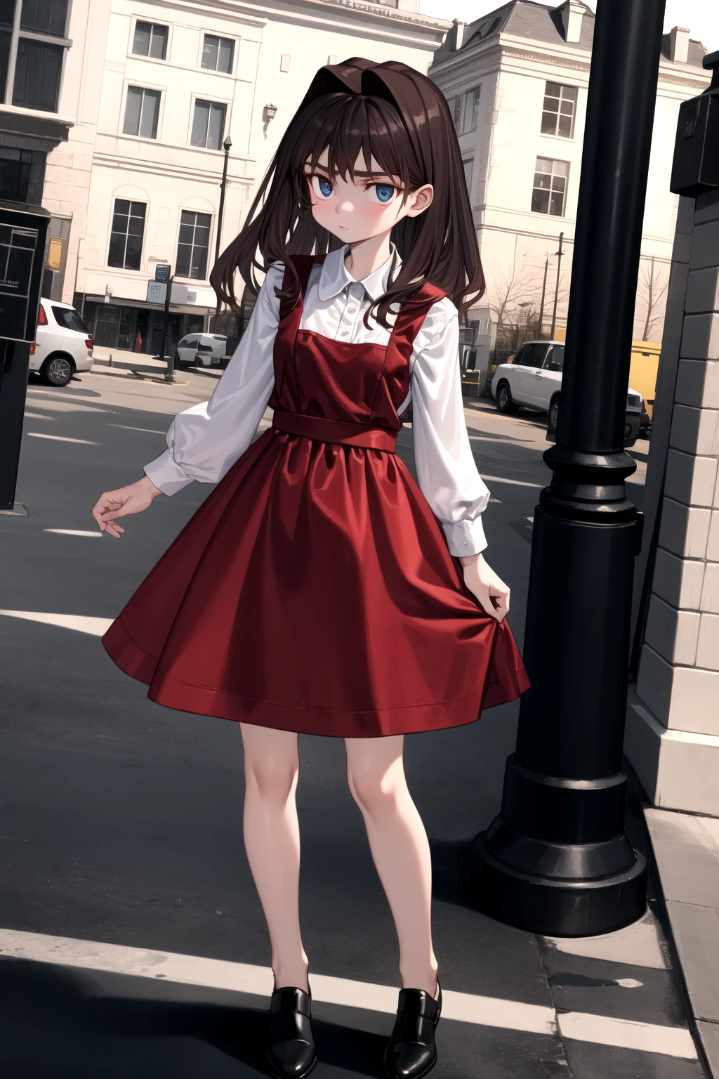 <lora:elisia_valfelto_v0.7:1>
1girl, elisia valfelto, full body, dutch angle,
pinafore dress, red dress,, masterpiece, best quality, highly detailed