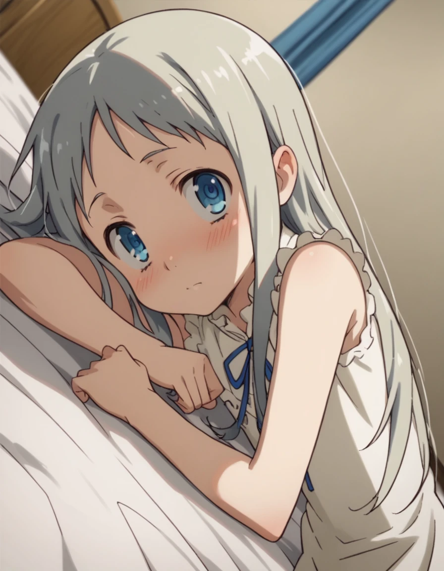 score_9, score_8_up, score_7_up, source_anime,
meikohonma, <lora:meiko-honma-s1-ponyxl-lora-nochekaiser:1>,
meiko honma, long hair, blue eyes, grey hair,
dress, sleeveless, sleeveless dress,
indoors, bed, bed room, on side, blush, drunk,
looking at viewer, solo, cowboy shot, dutch angle,