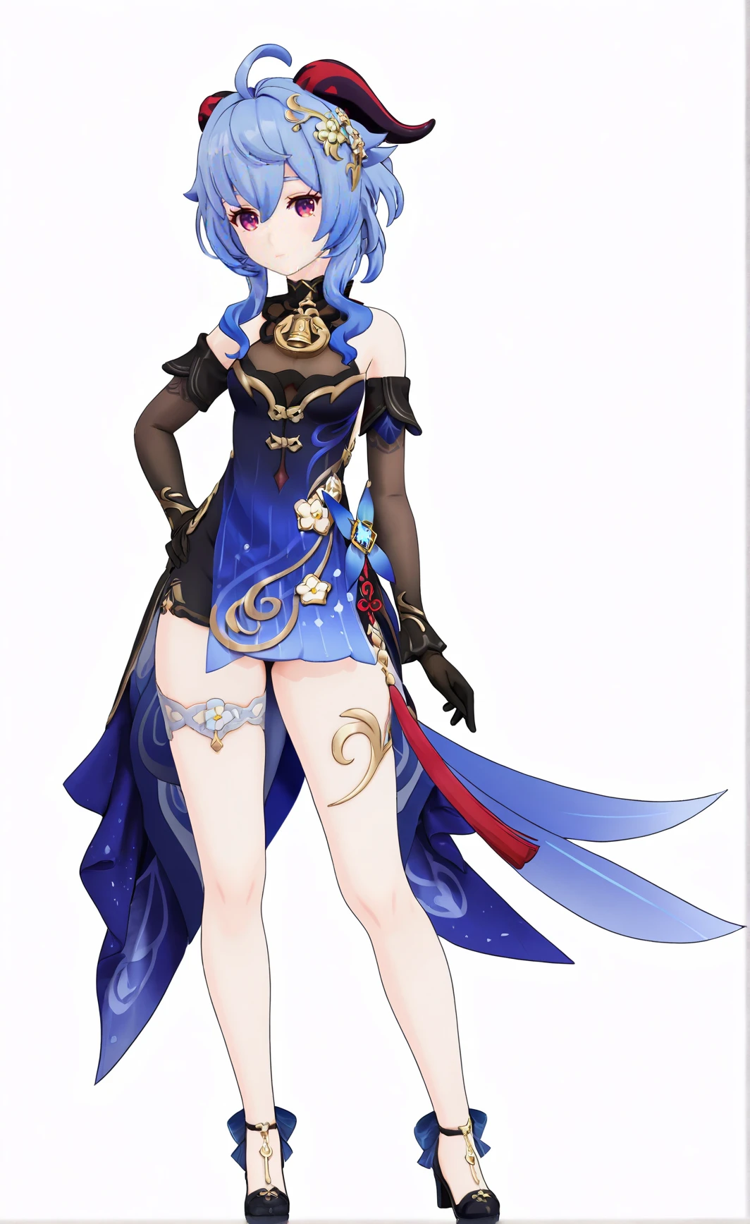 score_9, score_8_up, score_7_up, score_6_up, 8k,
8k, best quality, masterpiece, (ultra-detailed), (high detailed skin), white background, simple background,
(full body), (white background), standing, looking at viewer, (solo), hand on hip,
<lora:ganshenxian-kohaku-Tanger-000010:0.8>, ganyu \\\(genshin impact\\\),Ganyu's new year's clothes,1girl, gloves, horns, ahoge, purple eyes, blue hair, black gloves, elbow gloves,
beautiful_face, intricate_detail, clear face,
finely_detailed, fine_fabric_emphasis,
full_shot, <lora:xl_figure style(kohaku_Delta)6:0.6>, figure style, photorealistic, photo \(medium\),