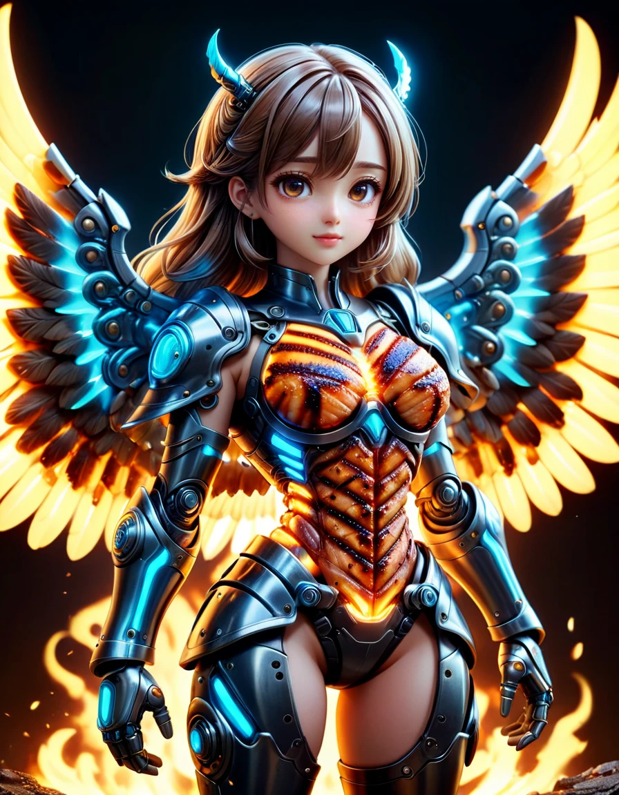 (best quality, masterpiece, colorful, dynamic angle, highest detailed)upper body photo, full body photo, fashion photography of cute ral-grilled mechangel, glowing 4 ral-grilled wings, solo, glowing ral-grilled armor, building, glowing ral-grilled mechanical 4 wings (intricate details, hyperdetailed:1.15), detailed, light passing through hair, (official art, extreme detailed, highest detailed), made out of ral-grilled <lora:ral-grilled-sdxl:0.8>