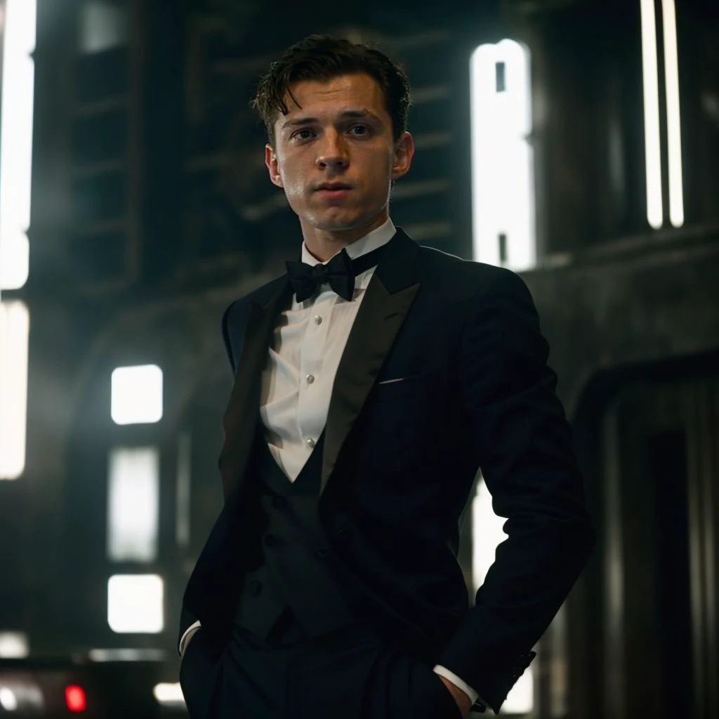 DLSR photo of tomholland person, in blade runner, daylight, professional photography, high resolution, detailed photo, RAW, still film, f/16, uhd, hdr, 4k <lora:tomholland_64350:1>