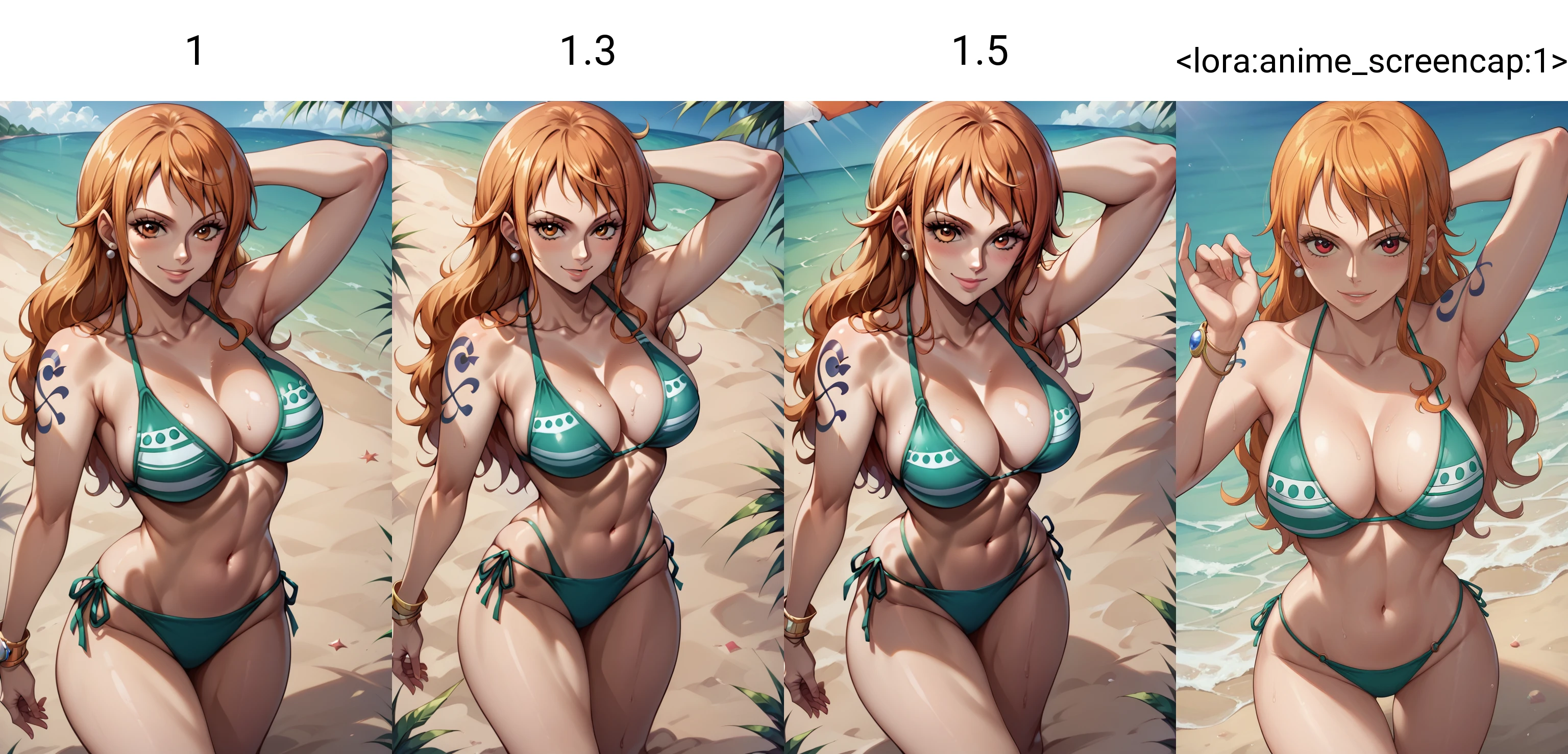 score_9, score_8_up, score_7_up , solo, 1girl, nami \(one piece\), one piece, bikini, sexy, beach, sand, modeling pose, seductive smile, cowboy shot, looking at viewer, from above, <lora:intricate_details:1> intricate detailsxl, intricate details, many details, high detailed, more details, detailed