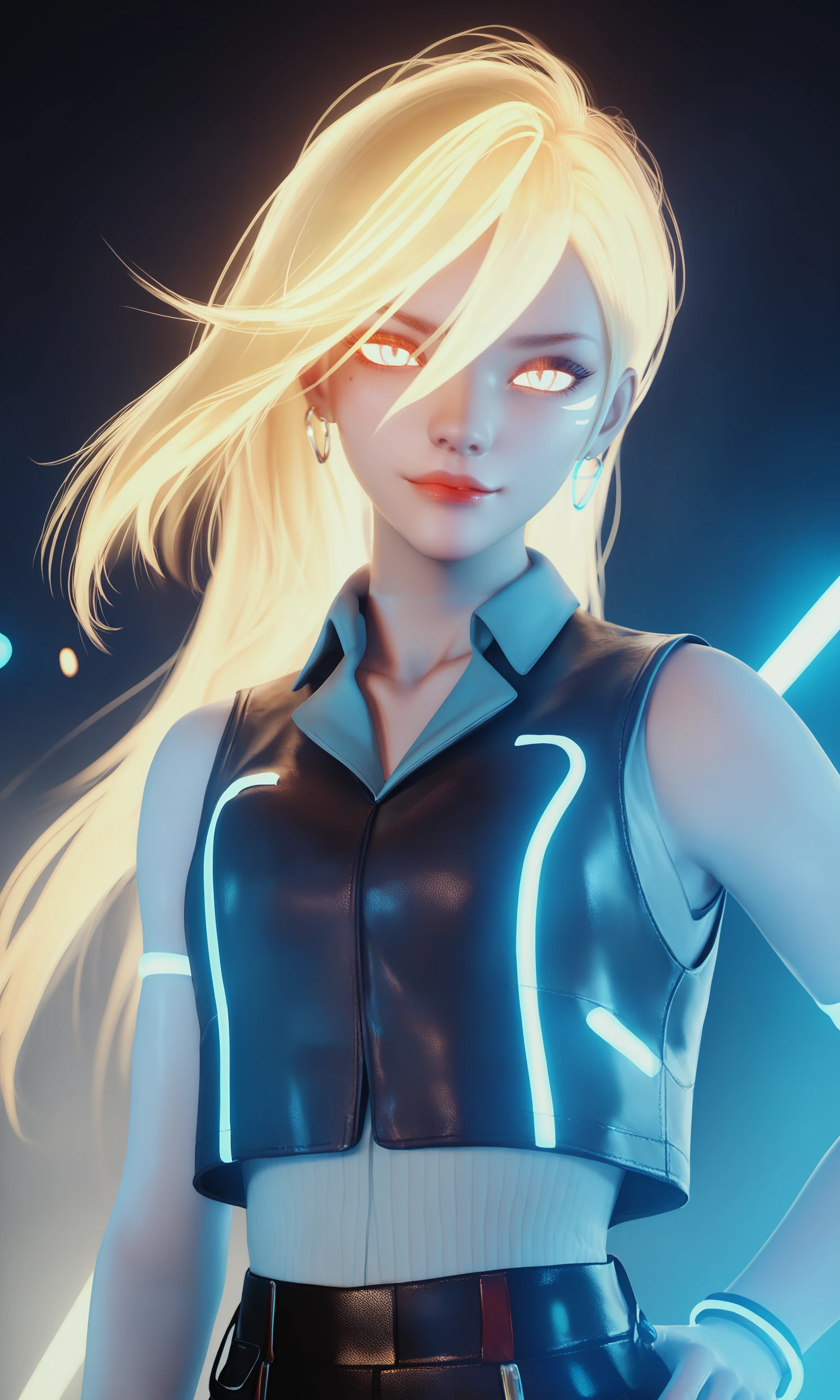 core_9,score_8_up,score_7_up,score_6_up,score_5_up,score_4_up,
1girl,glowing neon smirk,glowing neon lipstick,glowing neon eye shadow,vest,