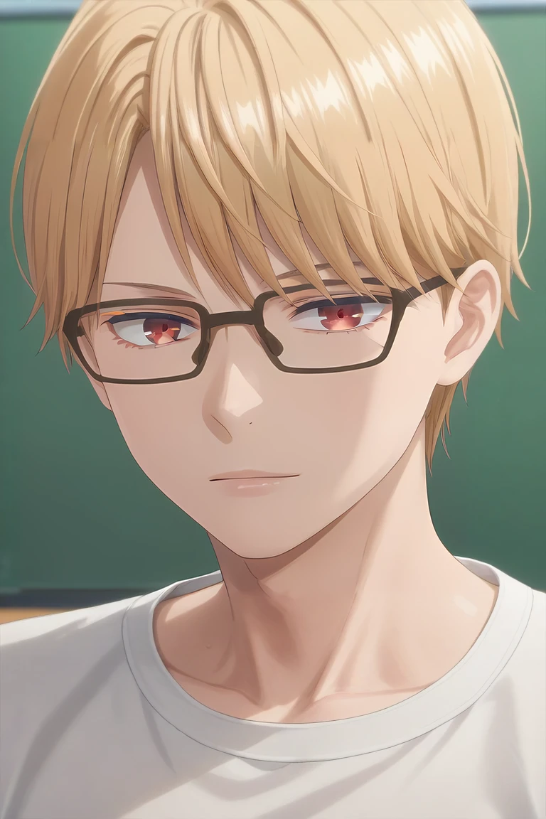 score_9, score_8_up, score_7_up, source_anime, rating_safe, , (3d:0.4), looking at viewer, depth of field, 1boy, solo, male focus, <lora:eita_sasaki_pony:0.86>, eita_sasaki, blonde hair, red eyes, short hair, bangs, glasses, panorama, gym, dark, villain pose, expressionless, , <lora:sdxl_lightning_8step_lora:1>