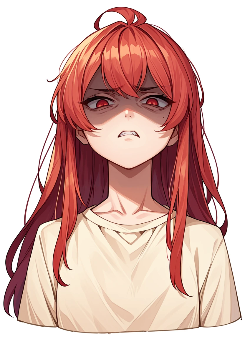 score_9,score_8_up,score_7_up,score_6_up, source_anime, <lora:disgusted_face_xl_goofy:1>  disgusted face, solo, 1girl, looking at viewer,  disgust, dress, upper body,  white background ,   long hair, hair pulled back,shaded face,