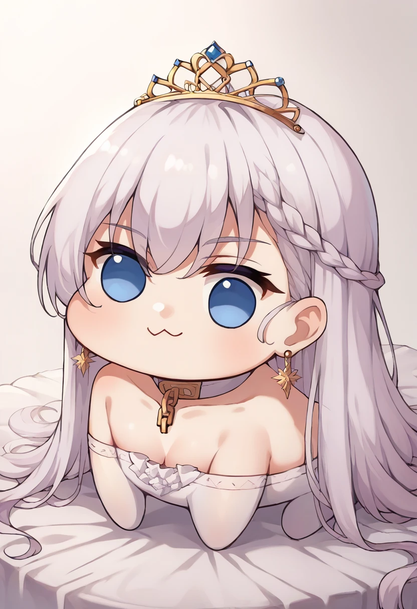 score_9, score_8_up, score_7_up, source_anime, <lora:wrenchbelfastthepledgeofcladdagh:0.8>, belpoc, white hair, choker, tiara, broken chain, jewelry, earrings, solo, white background,
<lora:Doro_X_PDXL_V1:1> doro, creature, :3, chibi, no humans, white skin, four legs, solid circle eyes, no pupils