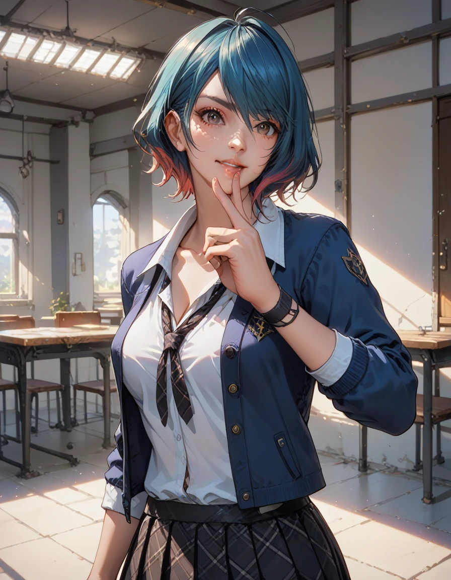 score_9, score_8_up, score_7_up, best quality, masterpiece, source_anime,  BREAK
in class room, 1girl, tamaki, multicolored hair, short hair,  tamakischool, school uniformãopen jacketã
, <lora:add-detail-xl:1>  <lora:tamaki:1>, smile, one hand raised, signaling a question, <lora:add-detail-xl:1> <lora:detail_eyes:0.5>