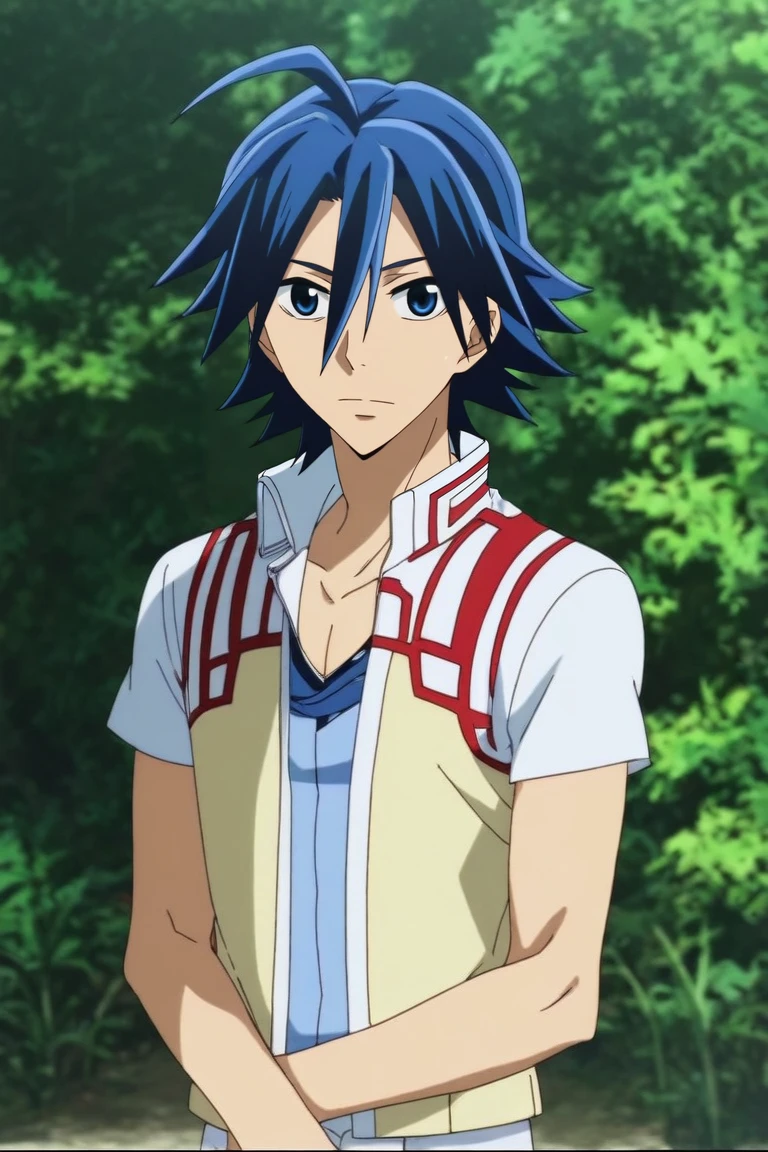 score_9, score_8_up, score_7_up, source_anime, rating_safe, intricate details, anime screencap, anime coloring, , , depth of field, 1boy, solo, male focus, <lora:sangaku_manami_pony:0.8>, sangaku_manami, blue hair, blue eyes, hair between eyes, ahoge, straight-on, atlantis, day, sunny, legs together, squinting, texan costume, <lora:sdxl_lightning_8step_lora:1>