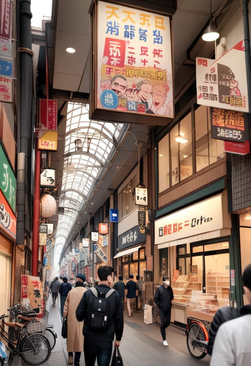 masterpiece, best quality, very aesthetic, absurdres,
bicycle, scenery, ground vehicle, poster (object), sign, shop, real world location, street, 6+boys, multiple boys, road, city, storefront, bag
<lora:tenjinbashisuji_syotengai_SDXL_V1:1>