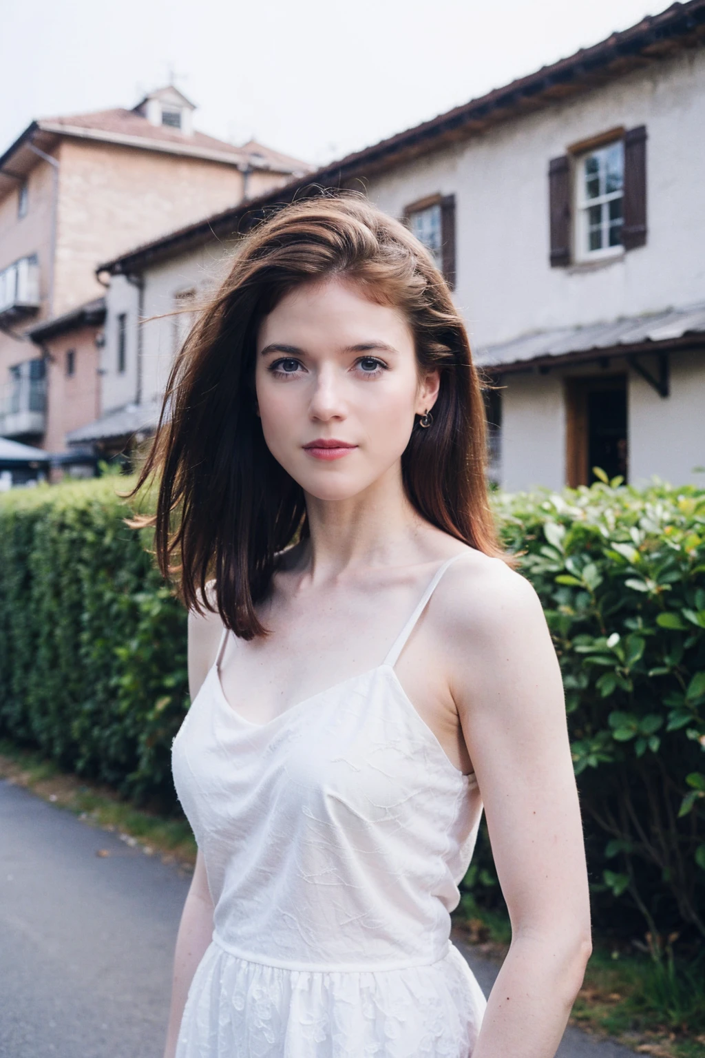 1girl,realistic,best quality,medium breasts:1.3),(picturesque:1.3),dress,(upper_body:1.2),<lora:Rose Leslie:0.8>,(brown hair:1.2),