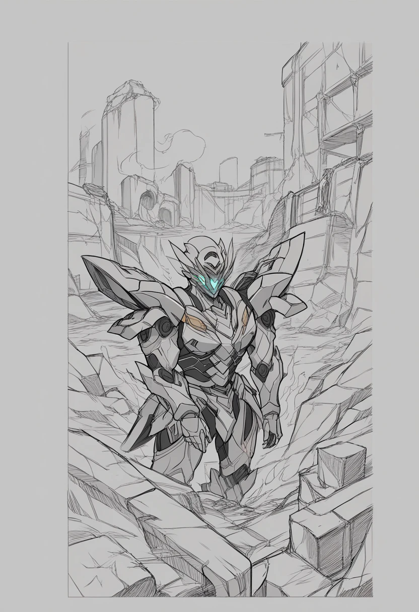 score_9, score_8_up, source_anime, SAM, mecha, full armor, helmet, ruins, wasteland, burning, fire, flames, lineart, sketch, <lora:ChamFireflyPonyXL:1>, <lora:Potat-lineart_sketch_v1-USENEG:-0.9>