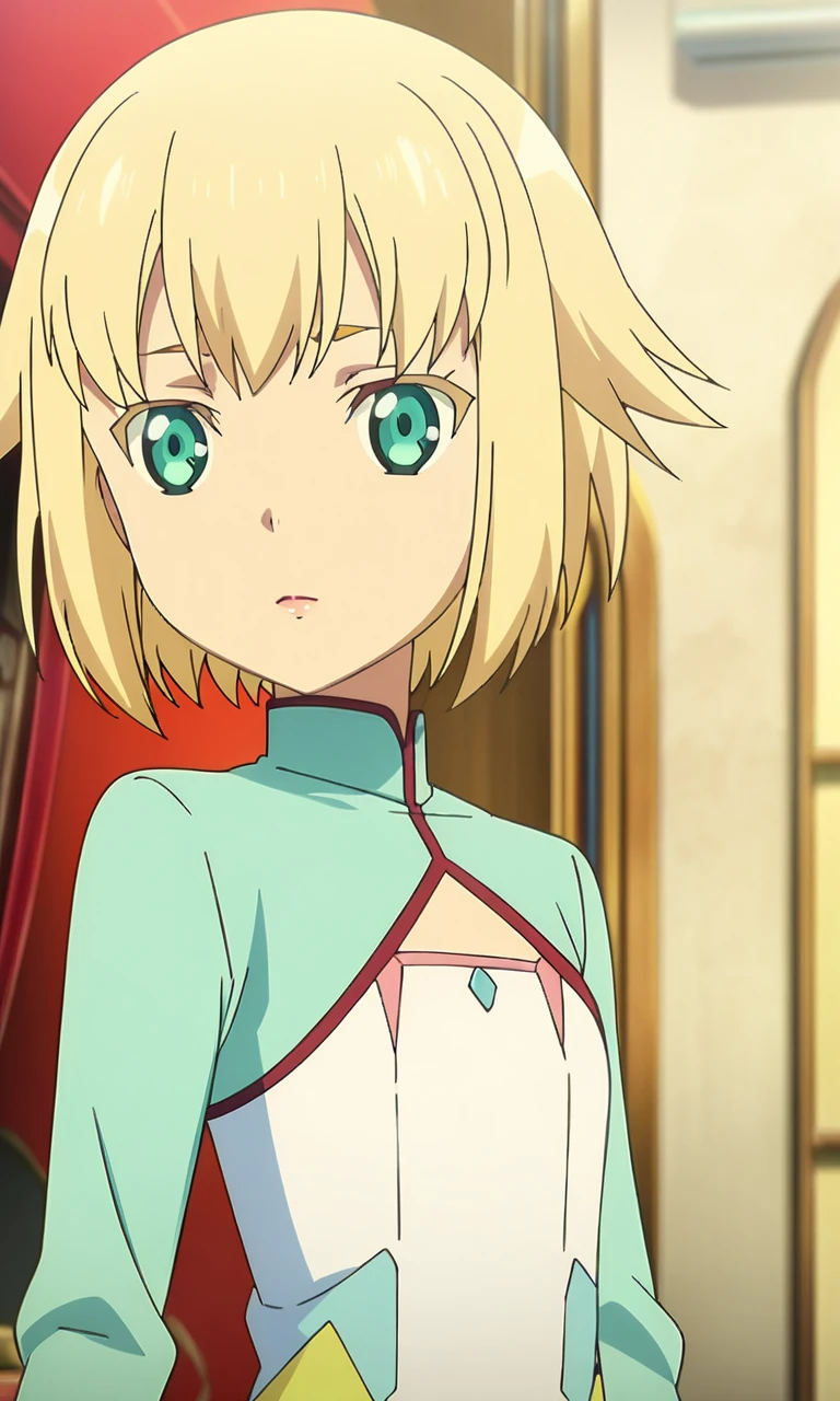 anime artwork juno, 1girl, solo,short hair, blonde hair, lips, green eyes, petite, flat chested,clothes,masterpiece,best quality,8k highres,detailed . anime style, key visual, vibrant, studio anime, highly detailed