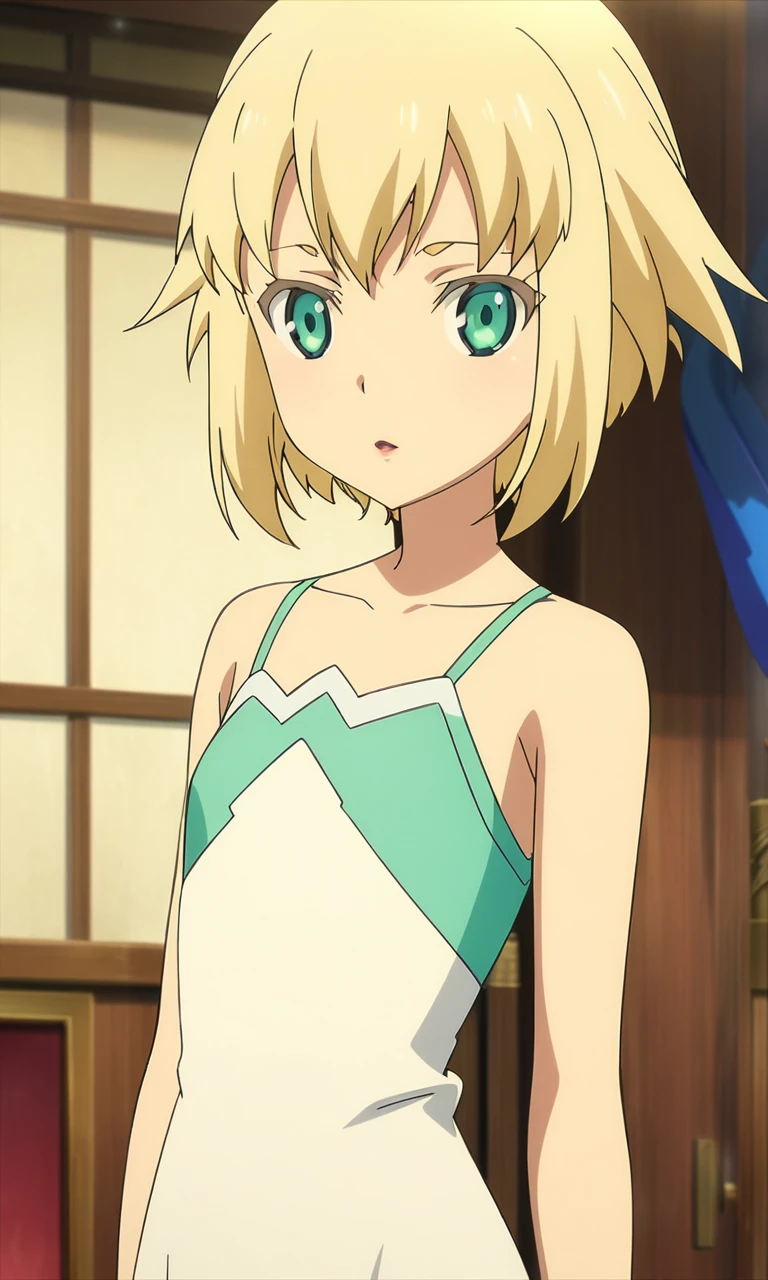 anime artwork juno, 1girl, solo,short hair, blonde hair, lips, green eyes, petite, flat chested,clothes,masterpiece,best quality,8k highres,detailed . anime style, key visual, vibrant, studio anime, highly detailed