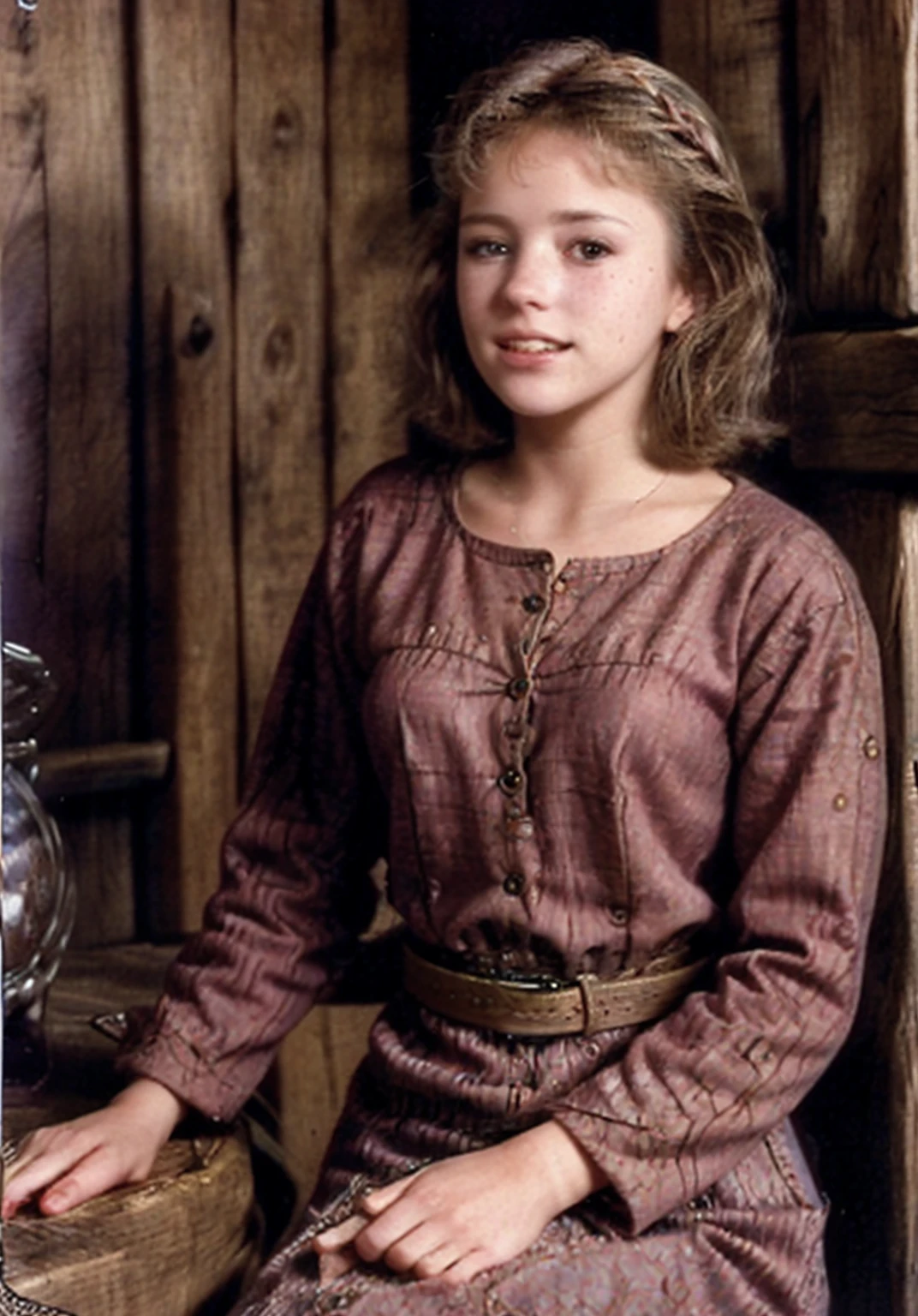 alimoore123, (night:1 3), a photo of a (22year old woman:1 3), a flirty smile, beautiful teeth, in a medieval inn, sitting at the table, medieval princess, she has a mystical appearance with fair skin and light freckles, the hair into a traditional braid, in medieval winter clothing, a coat, she has a very petite figure and an elegant appearance, highly detailed face, (middle ages:1 1), skinny, long legs, a scene of a hollywood, , highly detailed background, a winter scene, its cold a medieval winter village, <lora:breastsizeslideroffset:-0.6>, <lora:alimoore123:1>,