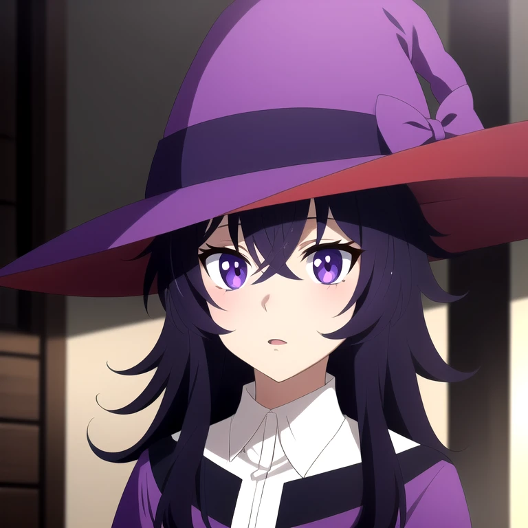 (score_9,score_8_up,score_7_up,score_6_up,source_anime,best best quality,perfect face,bright pupils,(finely detailed beautiful eyes),),
BREAK
<lora:1743842528823284286:0.7>,berano,Purple hair,witch hat,purple eyes,purple eyes,