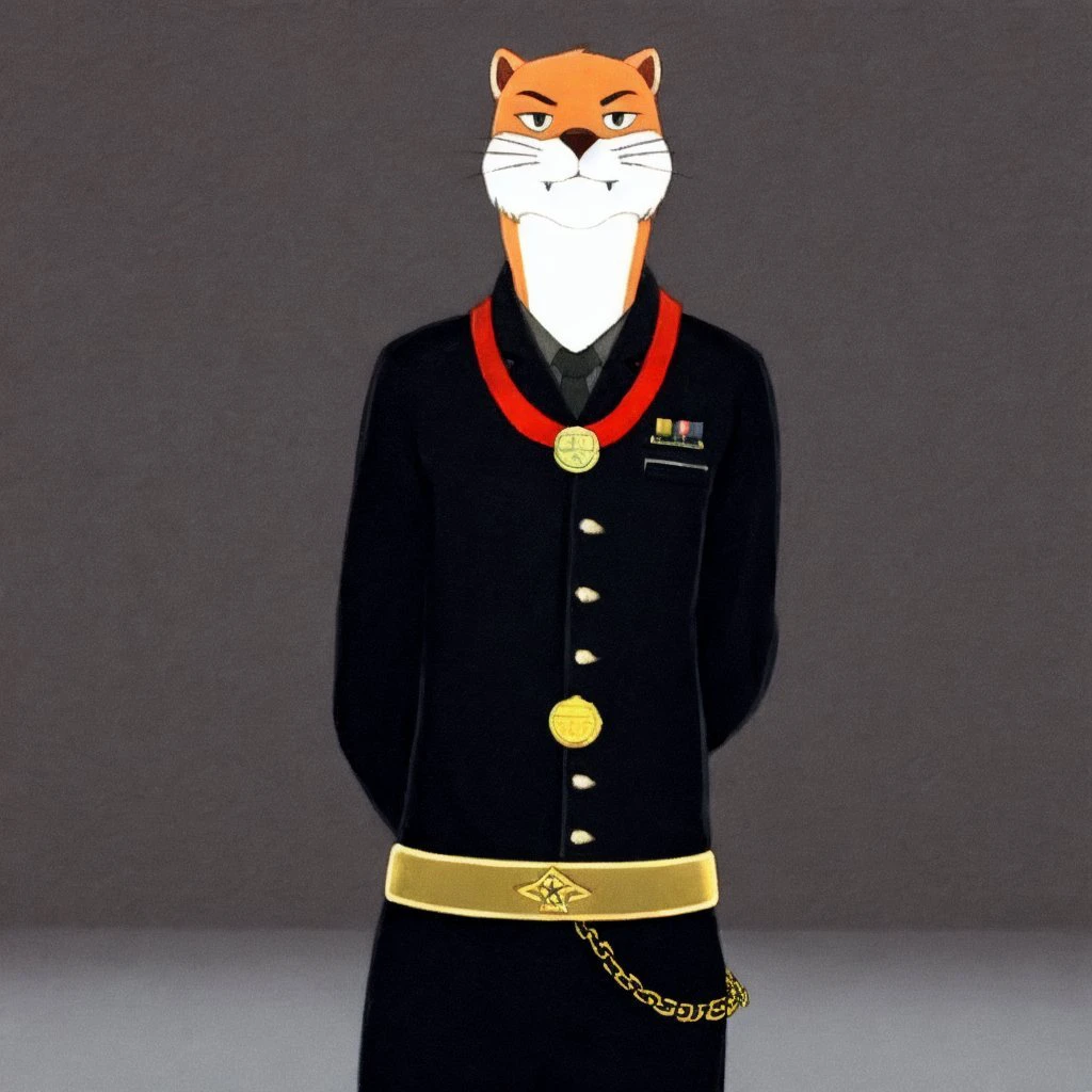 <lora:commander_jogjebi:0.7>
commander_jogjebi, solo, 1boy, masterpiece,
black suit, hands behind back, (medals:1.3),
