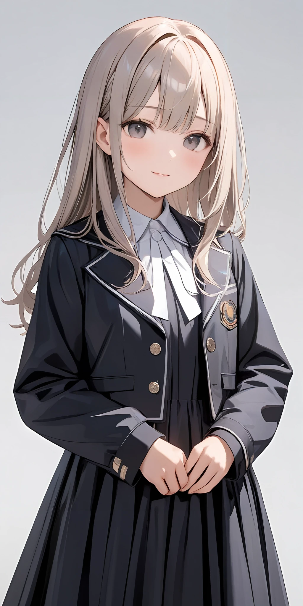 masterpiece,ultra-detailed,best quality,8K,illustration,cute face,clean skin ,shiny hair,girl,simple background
<lora:add-detail-xl:1> <lora:jyoji formal_XL_V1.0:0.5> jyojifuku, dress, long sleeves, jacket