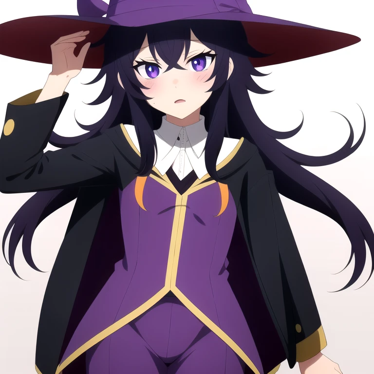 (score_9,score_8_up,score_7_up,score_6_up,source_anime,best best quality,perfect face,bright pupils,(finely detailed beautiful eyes),),cowboy_shot,full_shot,
BREAK
<lora:1743842528823284286:0.7>,berano,Purple hair,witch hat,purple eyes,purple eyes,