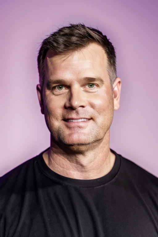 <lora:Peter_Krause_Lora-09:0.9>, peter krause, black shirt, headshot, portrait, pastel background