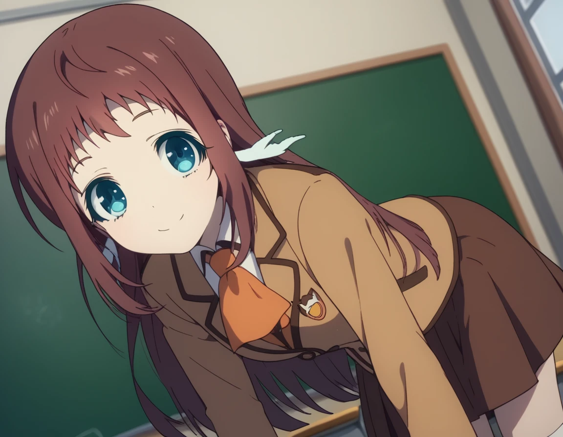 score_9, score_8_up, score_7_up, source_anime,
manakamukaido, <lora:manaka-mukaido-s1-ponyxl-lora-nochekaiser:1>,
manaka mukaido, long hair, blue eyes, brown hair,
skirt, school uniform, socks, blazer, neckerchief, long sleeves, brown skirt, brown blazer,
indoors, classroom, bent over, smile,
looking at viewer, cowboy shot, dutch angle, solo,