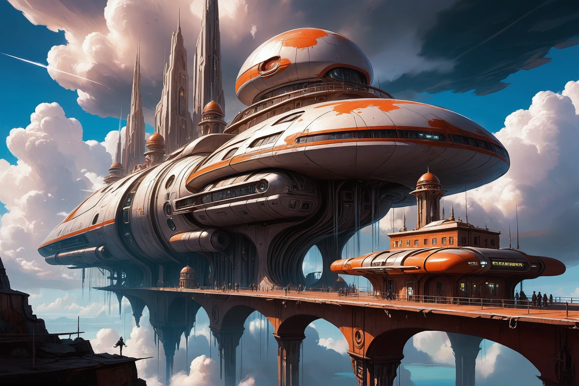 digital painting, scifi city, whimsical scifi cloud city at the beginning of reality<lora:EnvyStarlightScifiAesthetic04:1>