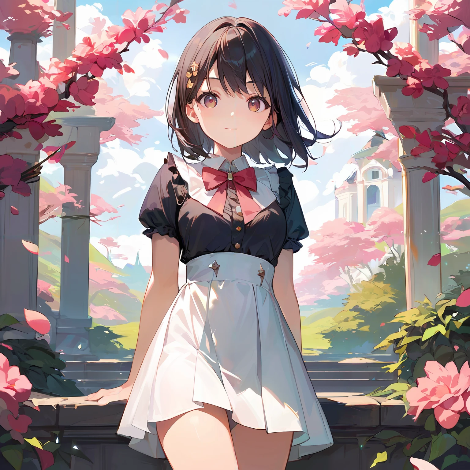 The school flower wears a miniskirt and her hands are covered by rope over her head,Spread your legs to the maximum