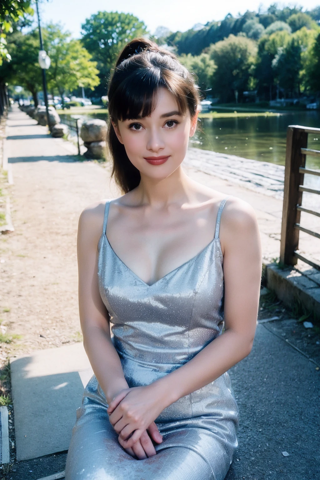 1girl,realistic,best quality,medium breasts:1.3),(picturesque:1.3),dress,smile,<lora:Audrey Hepburn:0.8>,