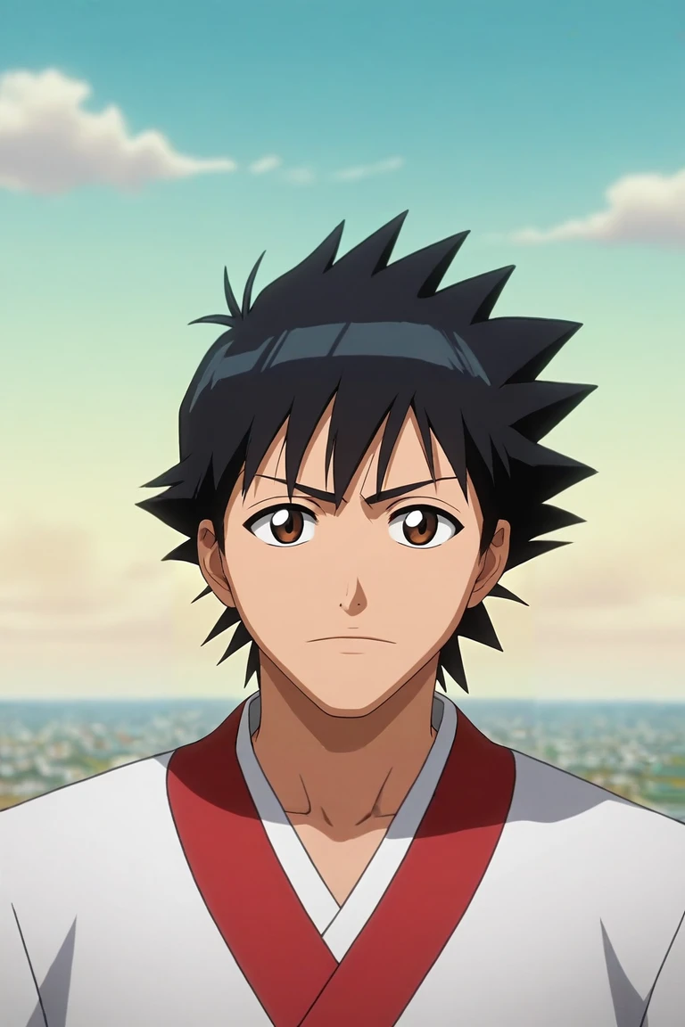score_9, score_8_up, score_7_up, source_anime, rating_safe, , (3d:0.4), looking at viewer, depth of field, 1boy, ash ketchum, pokemon, black hair, brown eyes, solo, upper body, disneyland, day, clouds, floating, :D, <lora:bleach_style_pony:1>, bleach_style, <lora:sdxl_lightning_8step_lora:1>