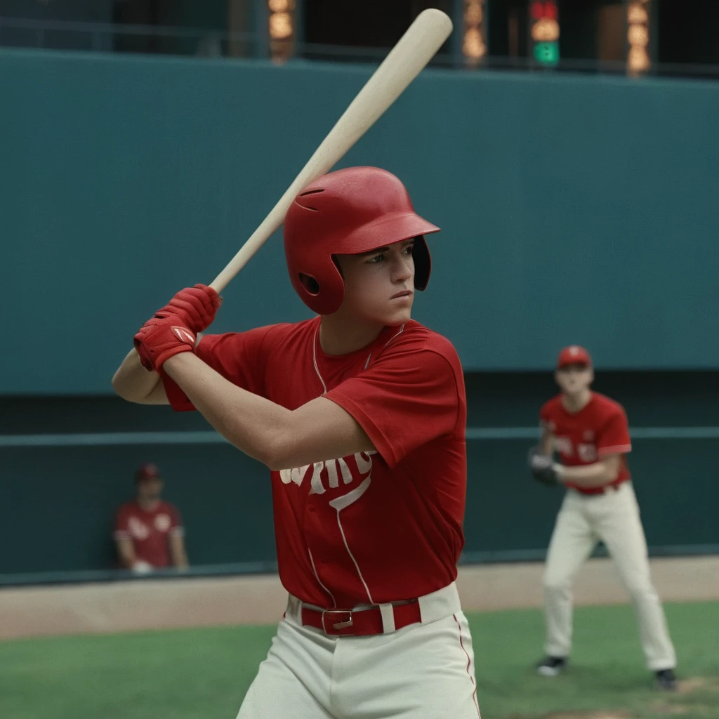 cinematic film still of cinematic artwork of <lora:Invincible (TV series):0.4>
<lora:detailed:0.4> detailed
<lora:perfection style:0.4> perfect
<lora:PerfectEyesXL:0.3>
<lora:Young Mark Grayson:1>
Young Mark Grayson in a red baseball uniform holding a bat, small, realistic style, key visual, vibrant, highly detailed, shallow depth of field, vignette, highly detailed, high budget, bokeh, cinemascope, moody, epic, gorgeous, film grain, grainy