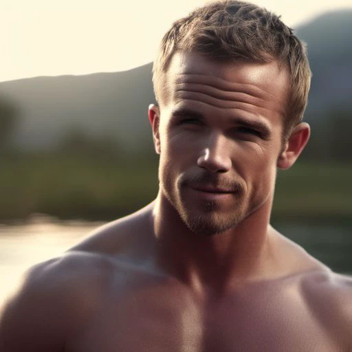 (intricate detail, beautiful/handsome:1.2) ,Friarmoody lighting, close up portrait of Cam Gigandet a man <lora:Cam-Gigandet:0.9>, Sexy Country Style, bathing in a river, roots, (backlighting) , realistic, masterpiece, highest quality, lens flare, shade, bloom, [[chromatic aberration]], by Jeremy Lipking, by Antonio J. Manzanedo, digital painting, Skin Shine,Shiny Skin,Luscious skin, Smile,Chaos mode,unique details,full body