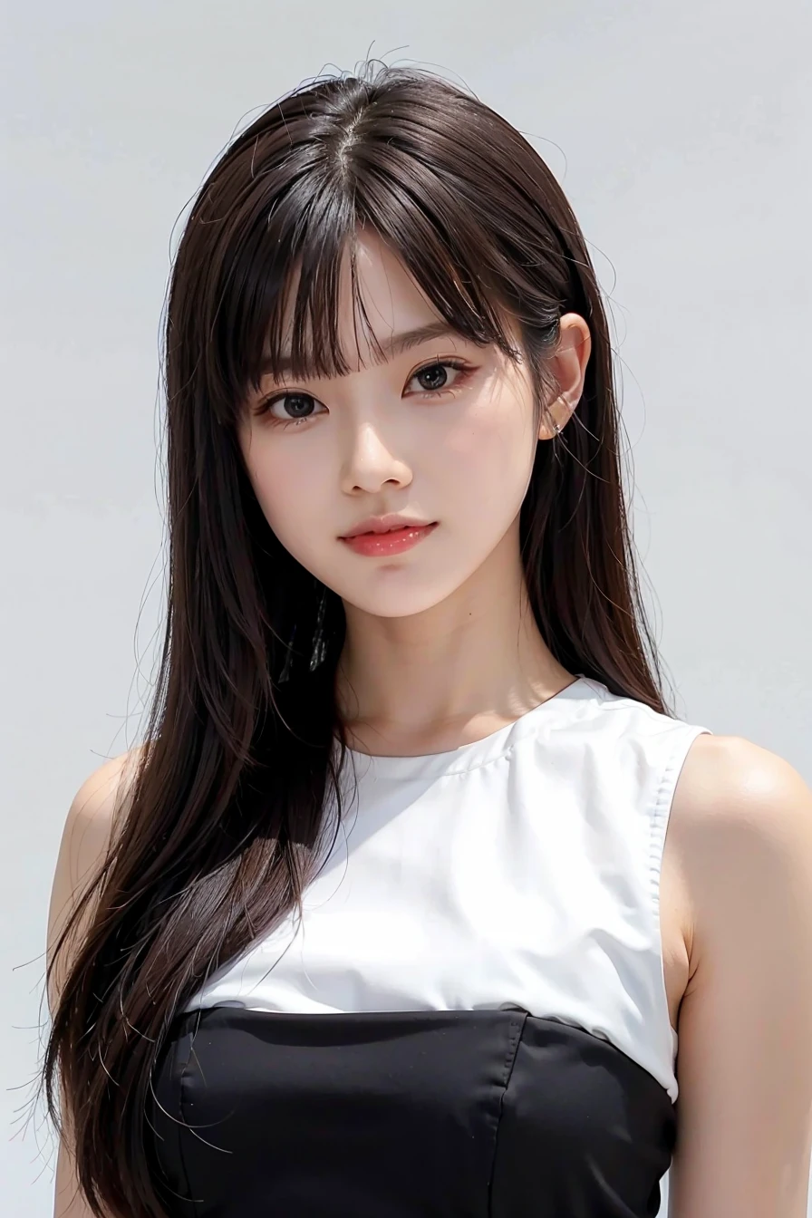 1lady, black random formal attire, white background, <lora:YurinaAyashiro_Jav-02:1>