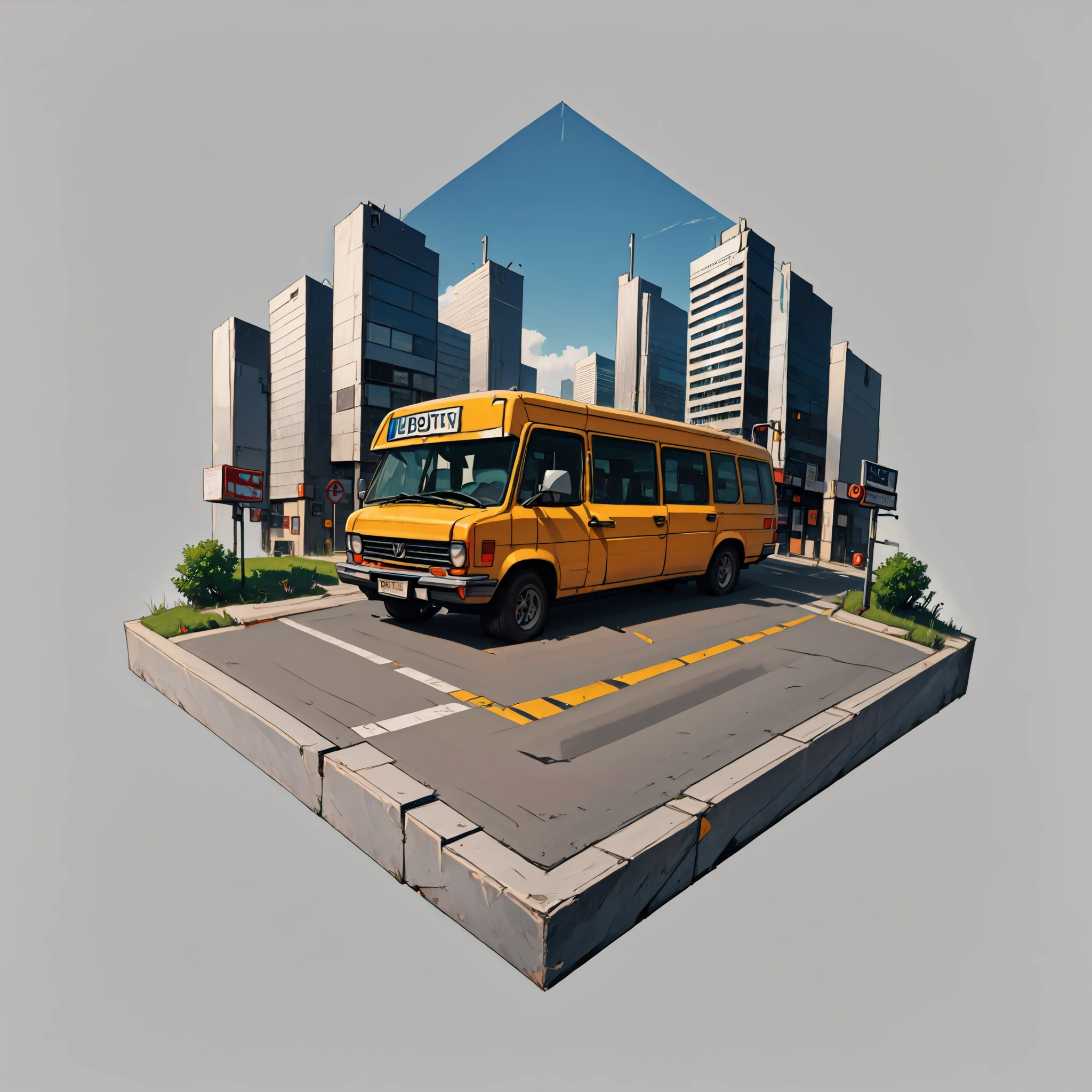 hx, city bus, road, sidewalk, bus stop, <lora:hexagon_composition_pony_06:1>