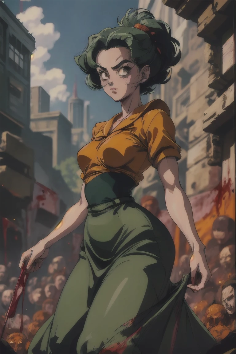 <lora:ghibli:.9> masterpiece, best quality, high quality, highres,
a girl, high waist skirt, retro anime, blood, zombies around