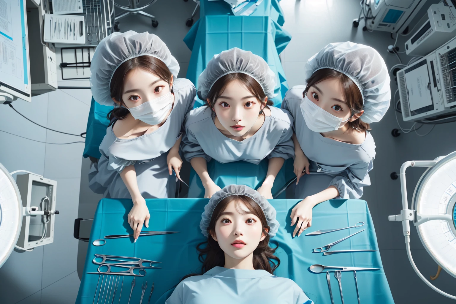 (RAW photo, best quality),  1girl,  view from above, 
operating room, operating table,  multiple girls,
surgeons_and_patient <lora:concept_surgeon_and_patient_1_1:1>