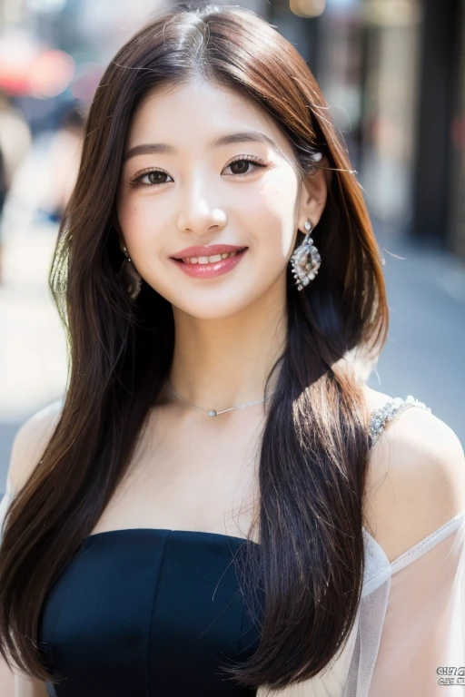 (masterpiece, best quality:1.4), 8k, highres, shiny skin, lips, super detailed skin, detailed beautiful face and eyes, spotlight, professional lighting, (full body), (formal dress), realistic, jewelry, earrings, looking at viewer, sleeves past wrists, smile, (long hair, black hair, lips, brown eyes), street corner,
kooo123, <lora:IVO_WonyoOO_v1:0.8>