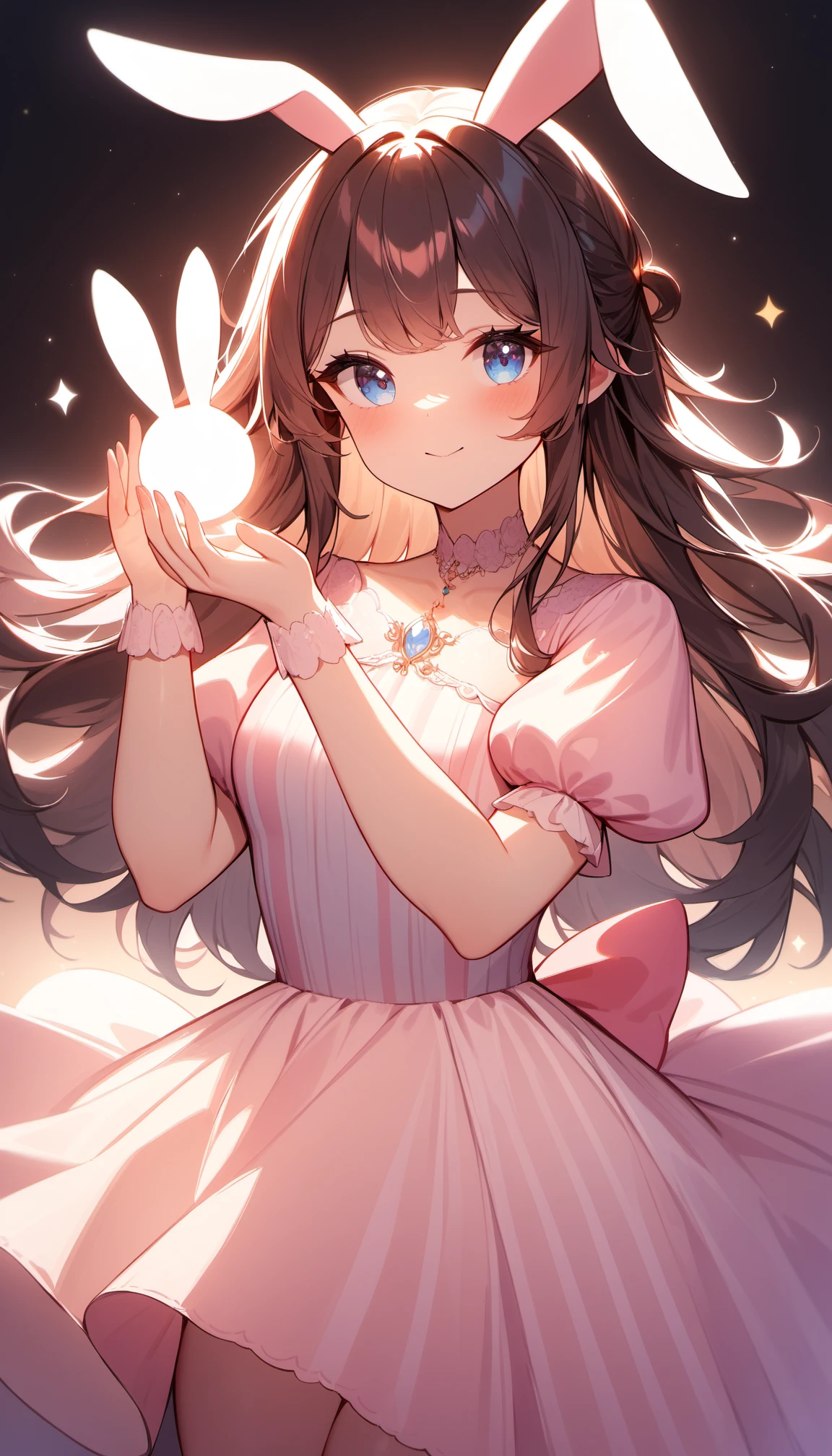 rabbitlight,1girl, rabbit light ,holding light,nice glorious dress,  <lora:rabbitlight:1>, masterpiece, best quality, very aesthetic, absurdres,