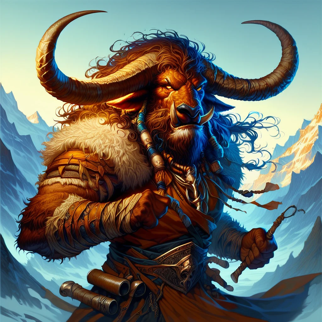 score_9, score_8_up, score_7_up, a tauren shaman, male, mountain background, holding weapon