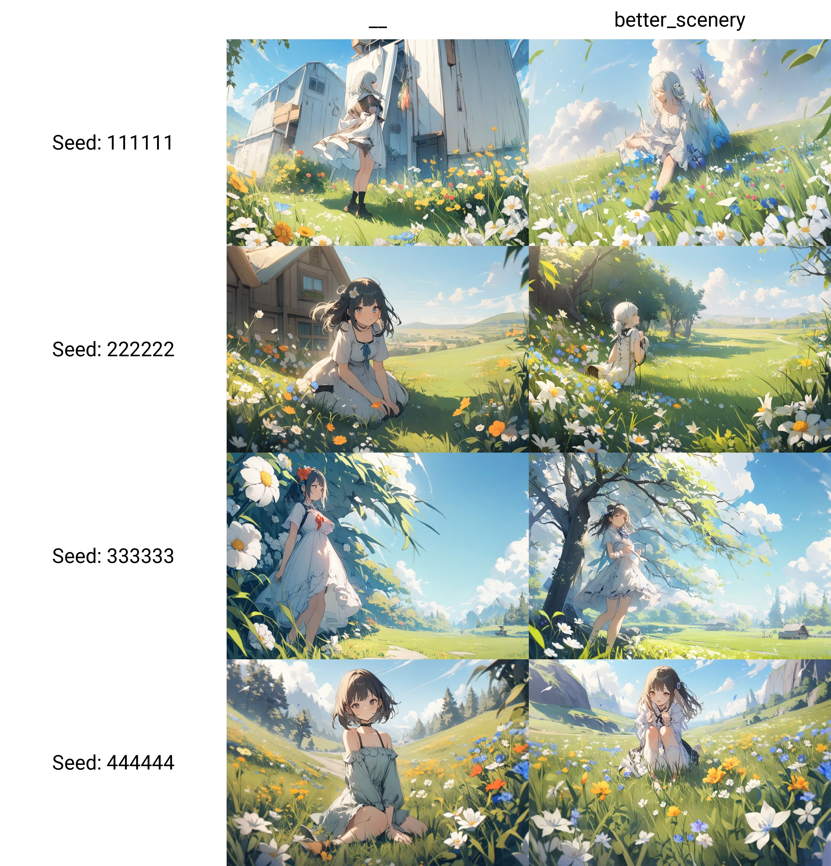 1girl, original, outdoors, day, blue sky, grass, flower<lora:__:1>