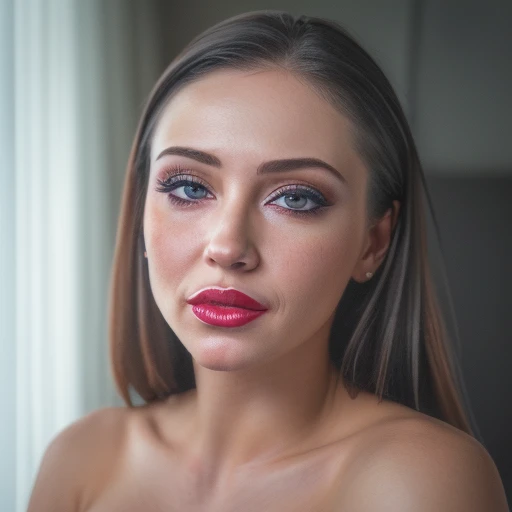 A stunning and intricate full color portrait in Ultra-HD, detailed face, bimbo lips, bimbo makeup