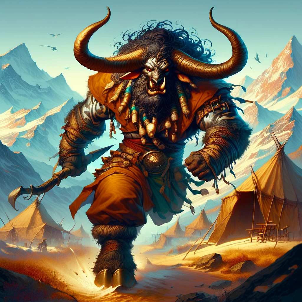 score_9, score_8_up, score_7_up, a tauren shaman, male, mountain background, holding weapon