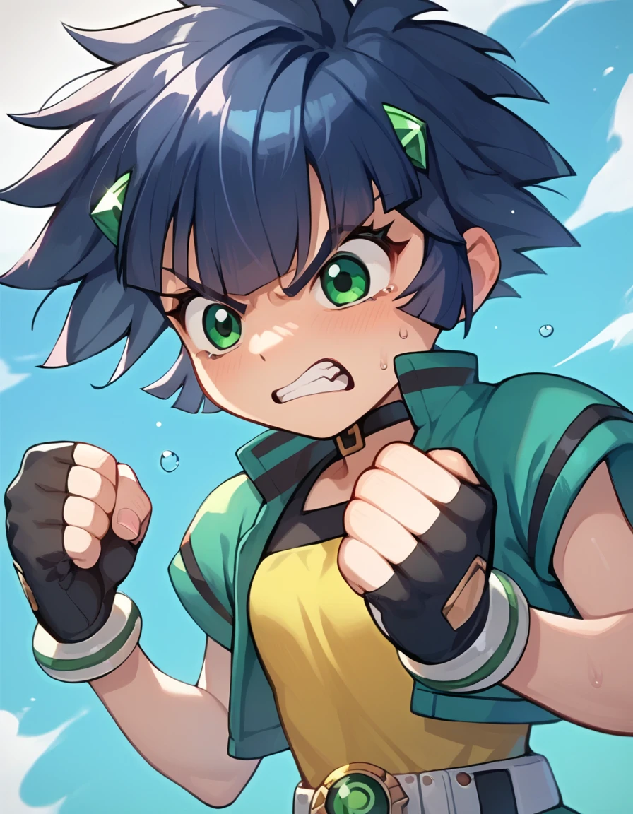 score_9, score_8_up, score_7_up, 1girl, source_anime, solo focus, kaoru transformation, Angry Smash with Ground-Shattering Impact: Slam your fist into the ground with a forceful motion causing the ground to tremble and shake expressing intense anger and the power to vanquish foes. <lora:Kaoru-50:1>