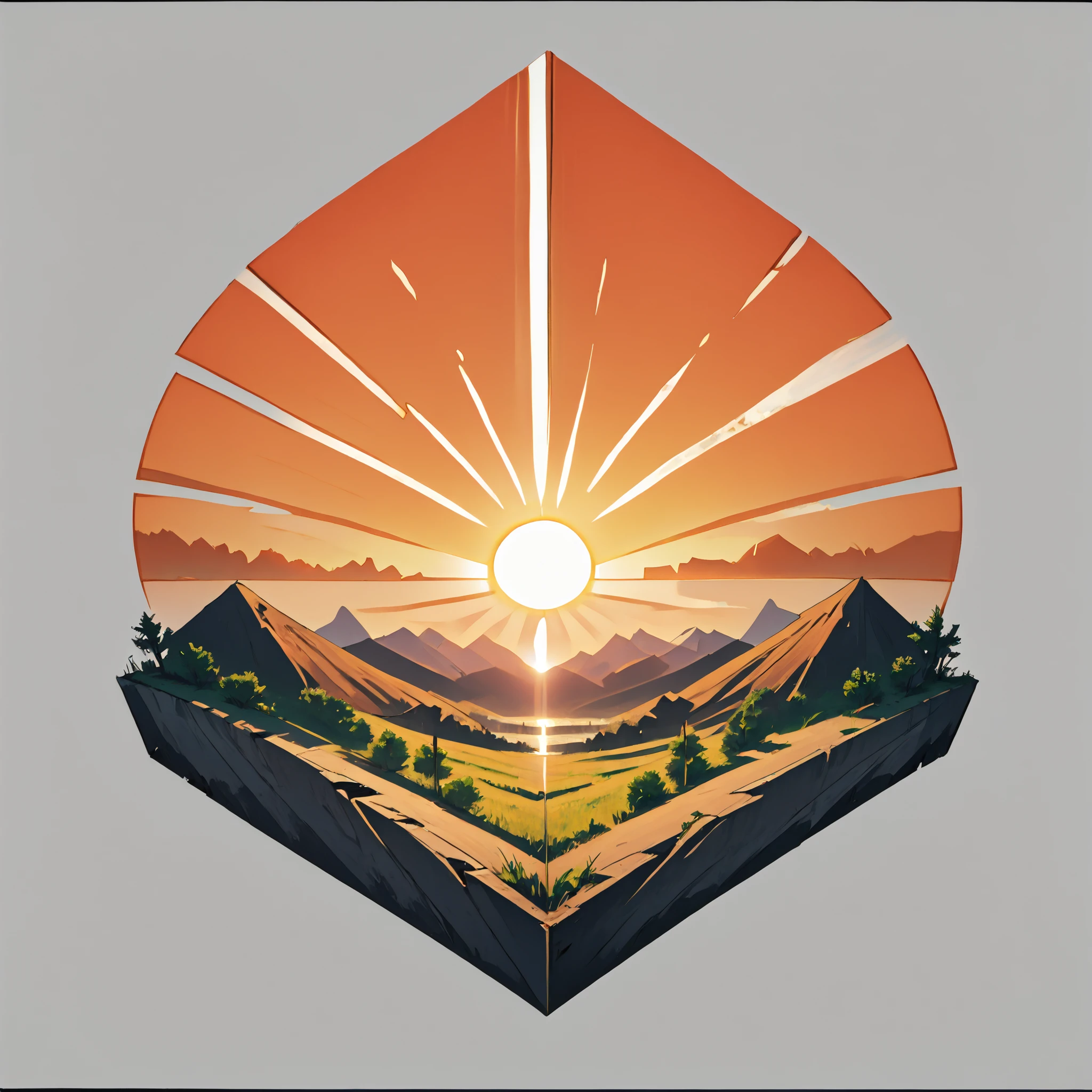 hx, sunrise, sun, god rays, sun rays, mountains, breathtaking, outdoors <lora:hexagon_composition_pony_06:1>