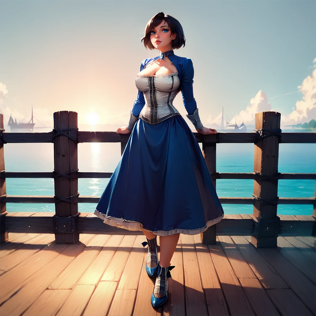 score_9, score_8_up, score_7_up, source_anime, 1girl, large breasts, standing, pier,  <lora:Elizabeth_Comstock_Bioshock_Short_Hair:1> elizabethshadow, <lora:princess_xl_v2:0.4>