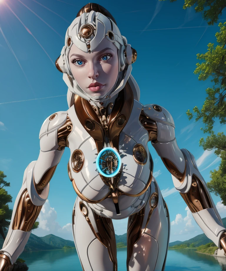 muriel,blue eyes,helmet,lips,white armor,
science fiction,joints,shiny,
from below,leaning forward,
outdoors,lake,utopia,
(insanely detailed, masterpiece, best quality),<lora:Muriel:0.9>,