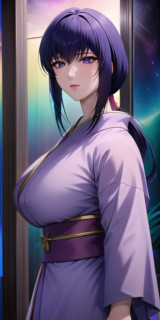 <lora:YukishiroTomoeV3:0.7> yukishiro_tomoe, huge_breasts, kimono, starry_sky, masterpiece, best_quality, detailed_face, detailed_eyes, highres, beautiful, detailed,