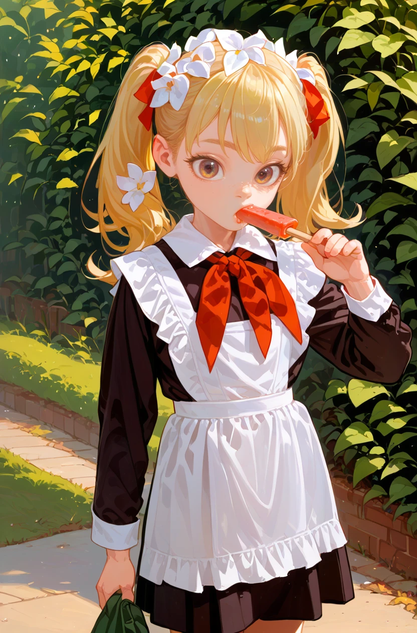 1girl,blonde,twintails,(solo:1.5),theme park.holding Popsicle
white apron,brown dress,(long sleeves:1.1),red neckchief,cccpuniform
 <lora:Perfect Hands:1> 
 <lora:èå¼æ ¡æ:0.85>   <lora:age_slider_v4:-1> <lora:naip33:0.7> <lora:fkey_pony_v1:0.5>, score_9, score_8_up, score_7_up, score_6_up, score_5_up, score_4_up,zPDXL