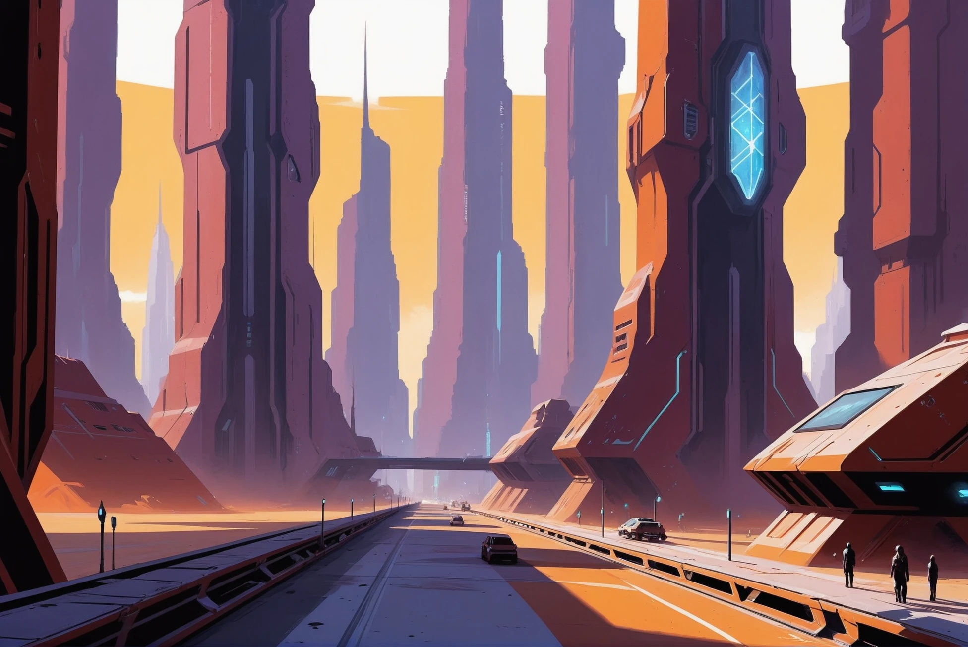 digital painting, scifi city, Crystalline Structure Fields<lora:EnvyStarlightScifiAesthetic07:1>