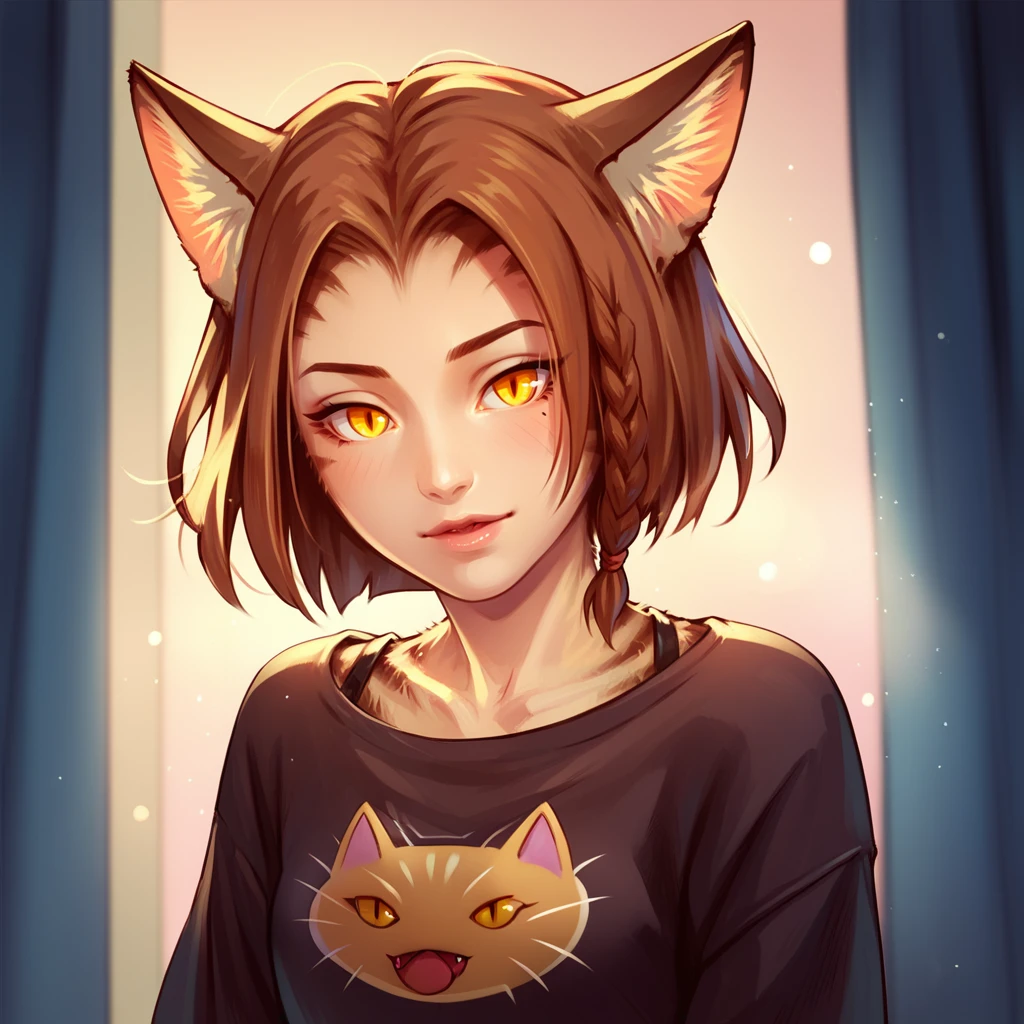 score_9, score_8_up, score_7_up, source_anime <lora:Mrissi-10:1> mrissi, catgirl, fur, cat ears, cat tail, short hair, brown hair, yellow eyes