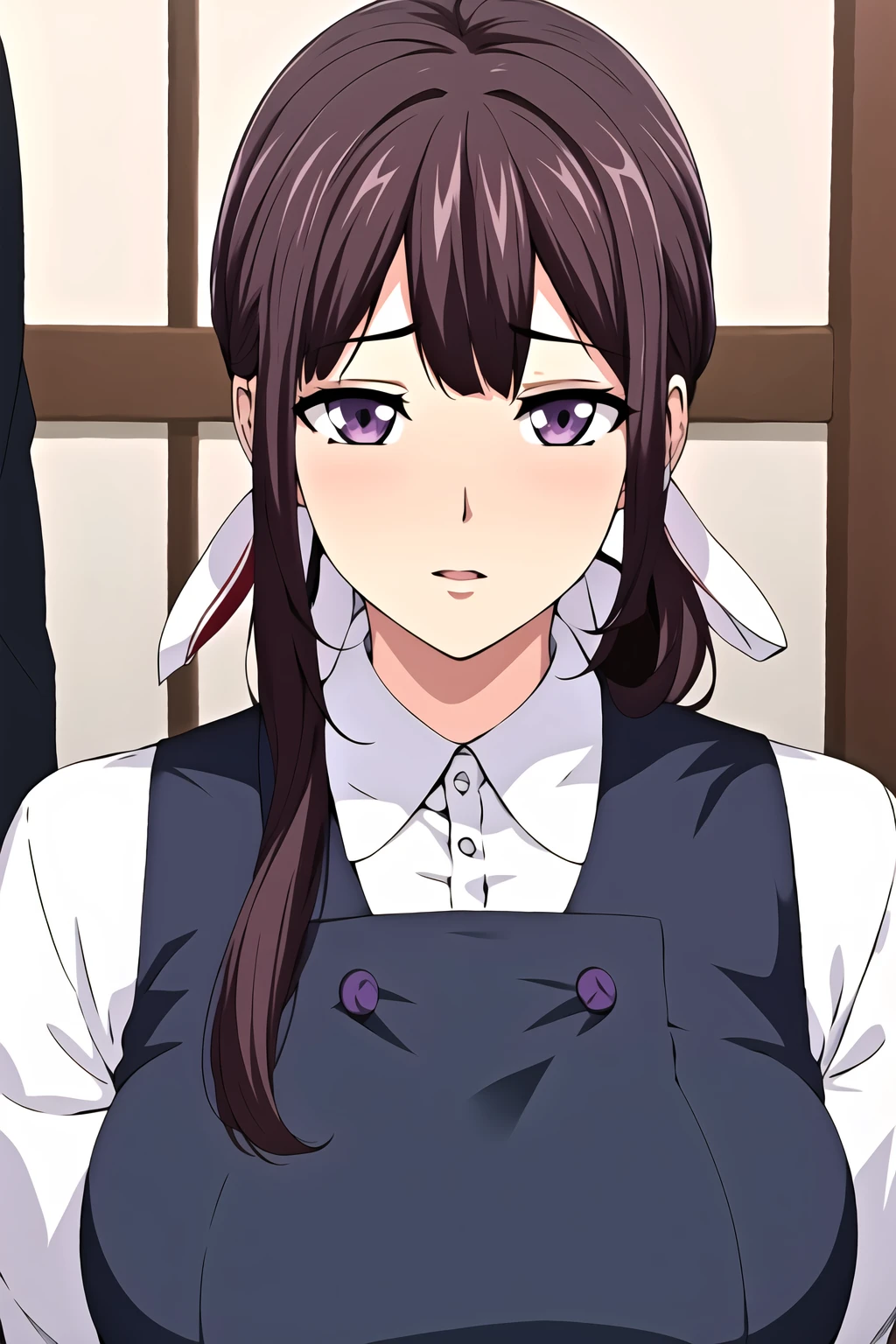Simple White Background,
dynamic pose,standing at attention,
school uniform, white shirt,(red_ribbon), long sleeves, (Blue_Vest:1.1),
<lora:Saya_SAKURAMIYA_Cuckold-KK77-V1:0.7>,
purple eyes, Brown hair,bangs,hair ornament,
<lora:Oda_Non_Style-KK77-V2:0.3>,<lora:more_details:0.1>,
1 girl, 20yo,Young female,Beautiful long legs,Beautiful body,
Beautiful Nose,Beautiful character design, perfect eyes, perfect face,expressive eyes,perfect balance,
looking at viewer,(Focus on her face),closed mouth, (innocent_big_eyes:1.0),(Light_Smile:0.3),
official art,extremely detailed CG unity 8k wallpaper, perfect lighting,Colorful, Bright_Front_face_Lighting,White skin,
(masterpiece:1.0),(best_quality:1.0), ultra high res,4K,ultra-detailed,
photography, 8K, HDR, highres, absurdres:1.2, Kodak portra 400, film grain, blurry background, bokeh:1.2, lens flare, (vibrant_color:1.2),professional photograph,
(Beautiful,large_Breasts:1.0), (beautiful_face:1.5),(narrow_waist),